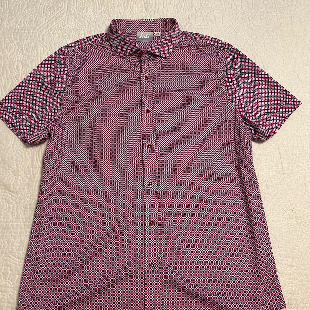 Buki Collection Men's Red and Black Geometric Button Down Shirt - NWOT